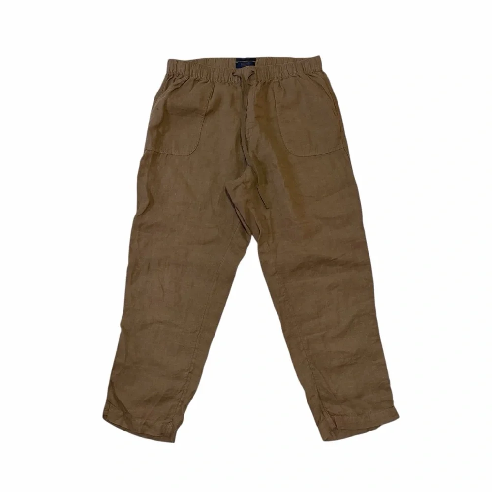 Rachel Roy Brown 100% Linen High Waisted Cropped Pants Size Large